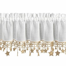 Scheibengardine Bistrogardine Weihnachtsvorhang 30x150 cm weiß gold Sternen Deko