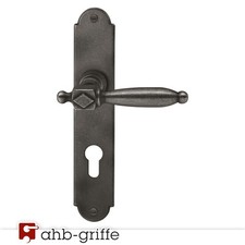 AHB Türgriff 1695/2677 Langschild Schmiedeeisen antik geschwärzt PZ Türdrücker
