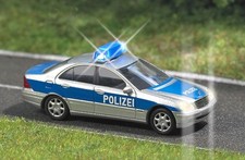 Busch 5615 Polizei Mercedes C-Klasse mit blauem Blinklichtbalken 1:87 H0 Neu OVP