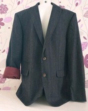 Manston Herren Sakko Blazer Einreiher Größe L Grau Schurwolle