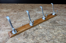 Vintage Wandgarderobe Hakenleiste Holz Metall 50er 60er