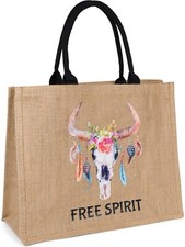 Damen Leinen Henkeltasche Boho