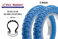 2 Stück 12 Zoll VeeRubber Fahrrad Reifen 12.5x2 1/4 Kinder Handwagen Blau B-Ware