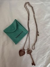 Tiffany & Co. Sterling Silber Return Herz & Schlüssel Anhänger Halskette-
