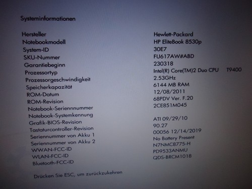 Elitebook 8530p incl - hp,