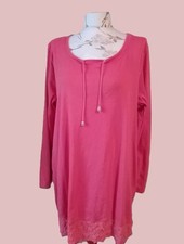 Ulla Popken✨Damen Marken Pullover Longsleeve Gr.46/48 Rot Spitzenrand