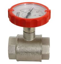 Simplex Muffen Kugelhahn 1" Heizung runder Thermometer Griff rot 63 mm F10125