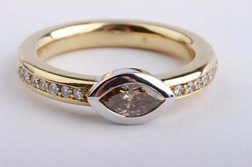 Navette diamant ring 66ct - 0,66ct, 14