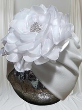 Babymütze zum Taufkleid Taufmütze Turban Taufhut Mütze Taufe weiß 0-6 Monate