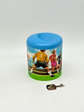 Alte Spardose Sparkasse aus Kunststoff Fußball Motiv Vintage mit Schlüssel