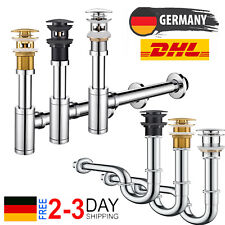 WASCHBECKEN ABLAUFGARNITUR SIPHON POP-UP ABLAUFVENTIL ABFLUSS MIT ÜBERLAUF DHL