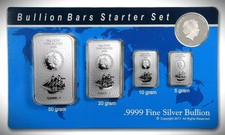 Münzen-Barren-Starterset 2017 50+20+10+5 9999 Feinsilber OVP Schiff/Elizabeth II