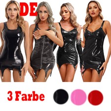  DE Damen Wetlook Kleid mit