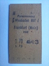 Edmondsonsche Fahrkarte wohl 1940er Jahre – Wiesbaden / Frankfurt Main