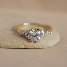 18 Karat Gelbgold Rundschliff Diamant Verlobungsring 1,30 kt IGI Lab Created