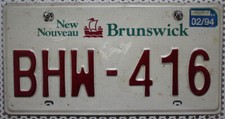 New Brunswick Nummernschild Kanada Auto Kennzeichen License Plate Canada BHW 416