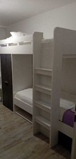 Hochbett Etagenbett 90x200 Cm Mit Kleiderschrank, Regale und Schubkasten