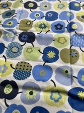 Stoffrest, Baumwolle, Apfel, blau grün, 48 x 83cm