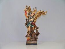 Holz Figur HEILIGER MICHAEL KAMPF MIT LUZIFER geschnitzt H 24/21 cm color. Hl.