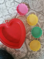 Silikon HERZ Backform + 4x Blumen Tchibo Muffin Backen Plätzchen Kinder