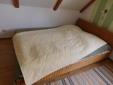 Oberbett Lama Wolldecke mit Band 100% Schurwolle 195 x 135 Lamatraum natur Bett