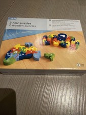 2 Holz-Puzzles [Kinderspiel]/ Zahlen Buchstaben/Tcm/ S2