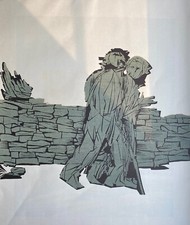 unsignierter Farbholzschnitt ," Das Mäuerchen "  Detlef Willand, um 1986