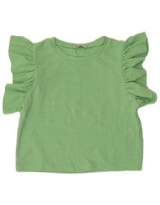 ZARA Damen Crop Bluse Top UK 14 Large Grün Baumwolle BD14