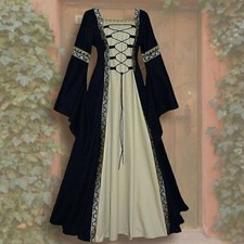 2025 Damen Mittelalterliche Frauen Renaissance Kleid Langarm Kostüm Spitze Kleid
