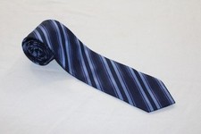 Cavenline Krawatte Blautöne  Schwarz  weiß gestreift #KR3028