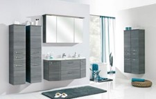 Badmöbel-Set Quickset Waschtisch Spiegelschrank Midischrank Hochschrank Graphit