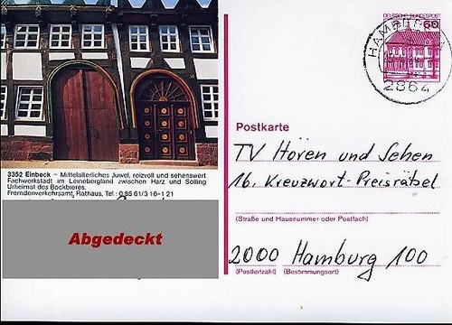 Bildpostkarte einbeck - bildpostkarte,