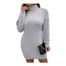 Große Größen Plus Size Rollkragen Kleid Minikleid Mini Bodycon Strick-Optik Dünn