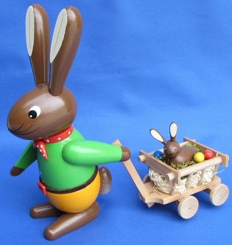 Osterhase hase mit handwagen - osterhase,