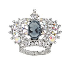 Kronen Brosche Kamee Silber