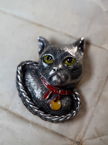 Brosche katze silber 925 - katze,