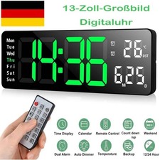 LED Digital Wecker Wanduhr Groß Display Uhr mit Fernbedienung Mit Temperatur DE