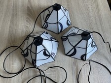 BLEIVERGLASUNG 3 KLEINE 19CM HÄNGE LAMPEN TIFFANY  ART  VINTAGE RAR