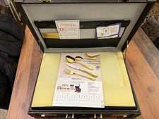 SBS Solingen Besteckset Modell 25 „Wien“ 23/24 K vergoldet im Koffer komplett