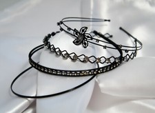 Haarreif Schwarz Strass Metall