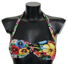 DOLCE & GABBANA Bikini Oberteil Mehrfarbig Blumenmuster Bademode IT1 / XS