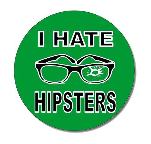 Hate hipsters punk button - hipsters,
