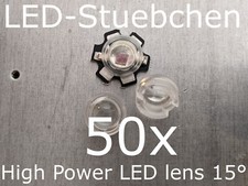 50x LED Linse/Optik 15° für