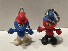 Schlümpfe Schlumpf 2 x Figur Promo Knorr Anhänger Werbeschlumpf mit Aufkleber