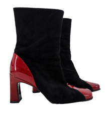 Peter Kaiser Damen Stiefeletten Gr.4,5 Schwarz Rot Leder Absatz Eckig