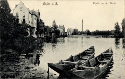 Calbe der saale boote - ak,