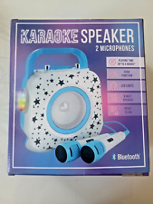 Karaoke Speakers 2 Mikrofone Bluetooth Kinder blau Sterne neuwertig