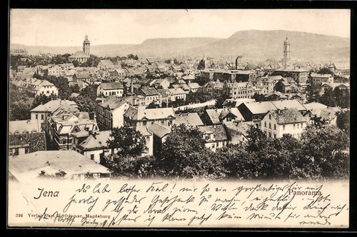 Jena panorama ansichtskarte - jena,,
