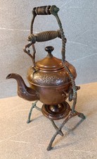 Wunderschöner Kupferkessel, Teekanne, Wasserkocher mit Gestell, Antik, Rarität