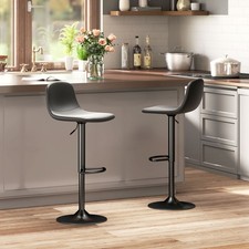 HOMCOM 2er-Set Barhocker, Barstühle mit Kunstlederbezug, drehbar, Schwarz